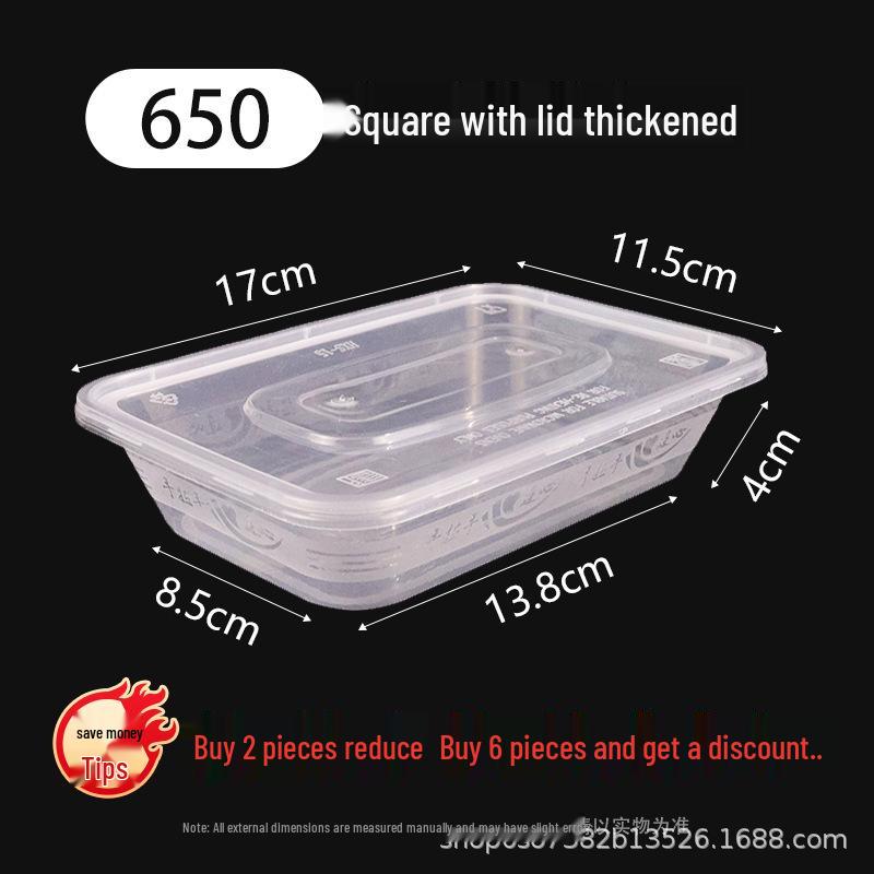 Thick Clear Disposable Rectangular Bento Box with Lid - Food-Grade Plastic