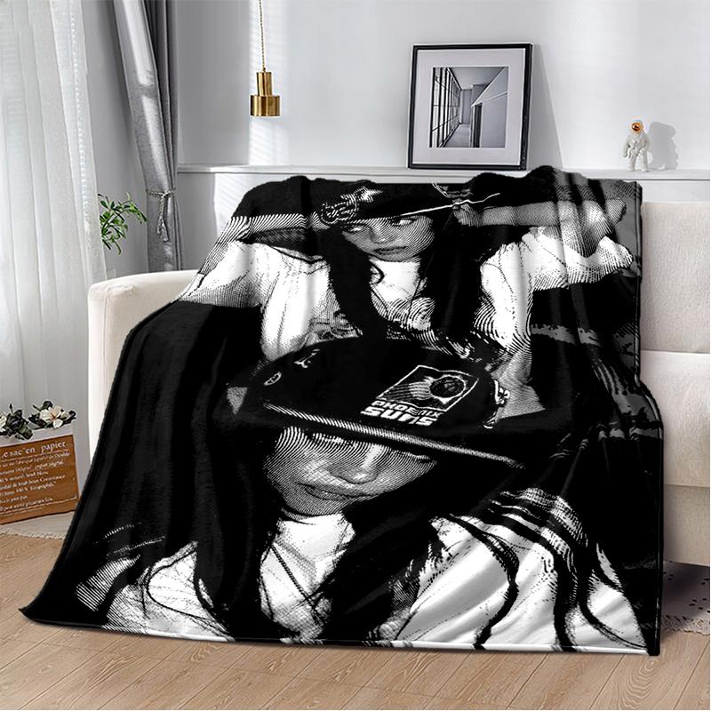 

Fashion Billie Eilish Singer Star Flannel Blanket Soft Warm Throw Blanket for Bedroom Living Room Bed Travel Camping Picnic Gift 75x90cm