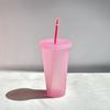 5pcs 24oz plastic cups with lids&straw reusable water bottle party cold cups Hard Plastic Cup Wedding Party Summer Drinkware
