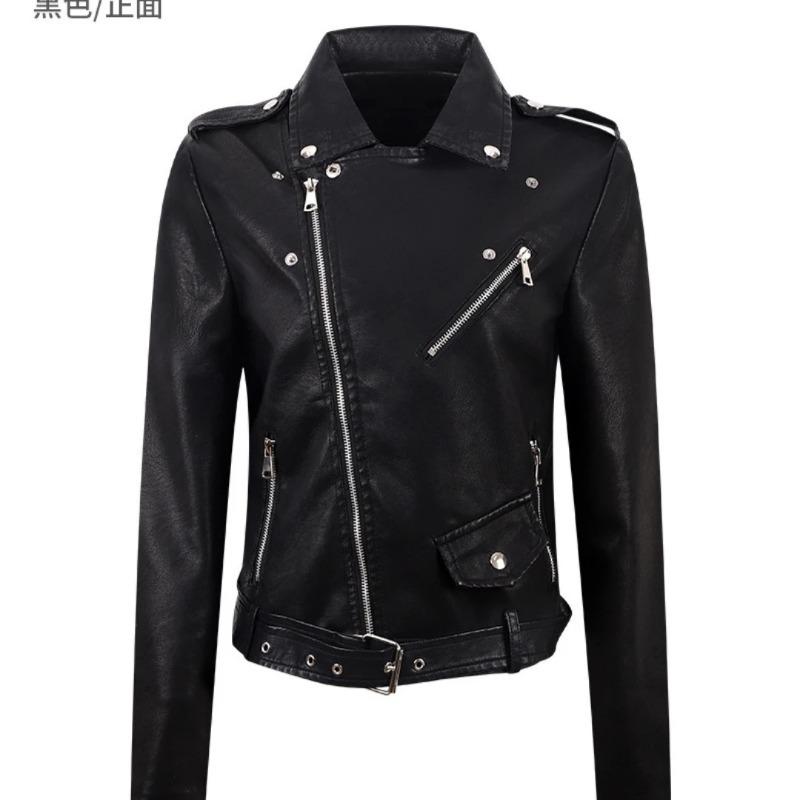 New Motorcycle Leather Jacket Spring and Autumn Regular Korean Style Fashionable Women's Slim Women's Leather