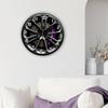 2D Car Wheel Hub Wall Clock Decor No Ticking Round for Cafe Bar Office Automotive Shop Living