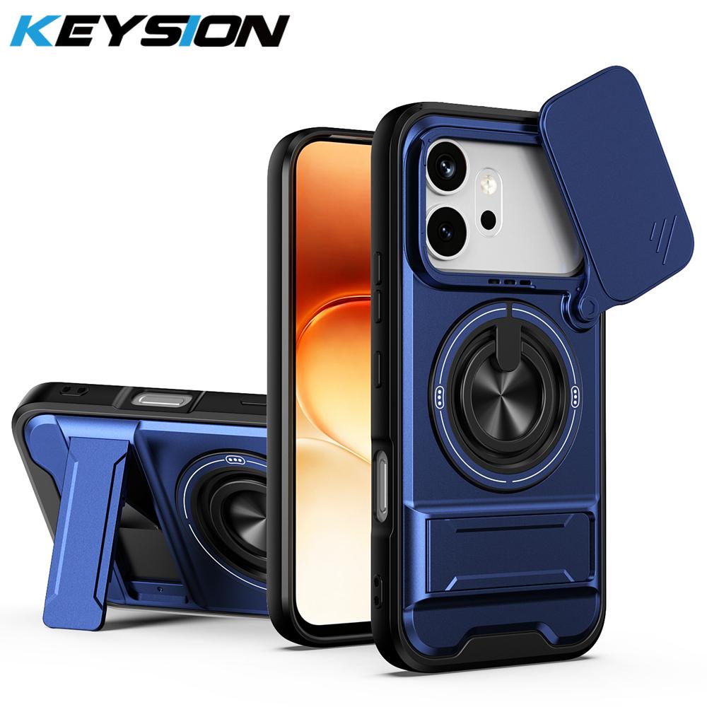 KEYSION Magnetic Phone Case for HONOR 600 600 Pro 5G Slide Camera Protection Upright Kickstand 360° Ring Shockproof Back Cover