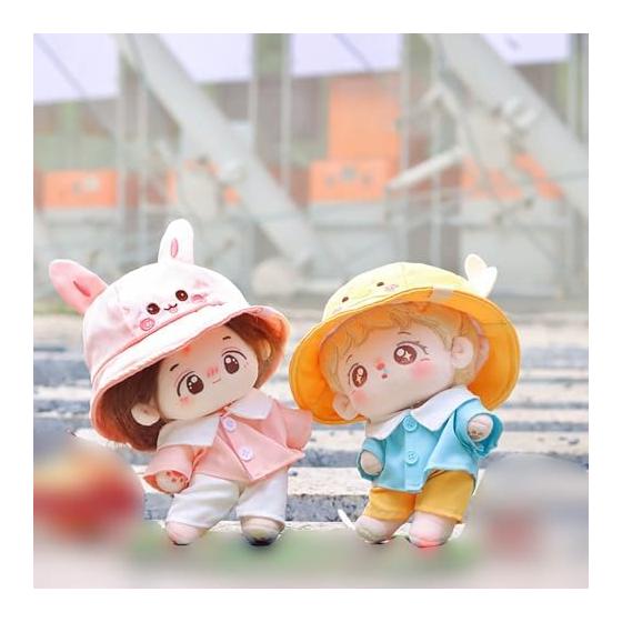 Niannyyhouse 20cm Stuffed Toy Clothes Pink Rabbit Duck Hat Shirt Pants Kindergarten Set Dress Up Cotton Doll Accessories (Yellow)