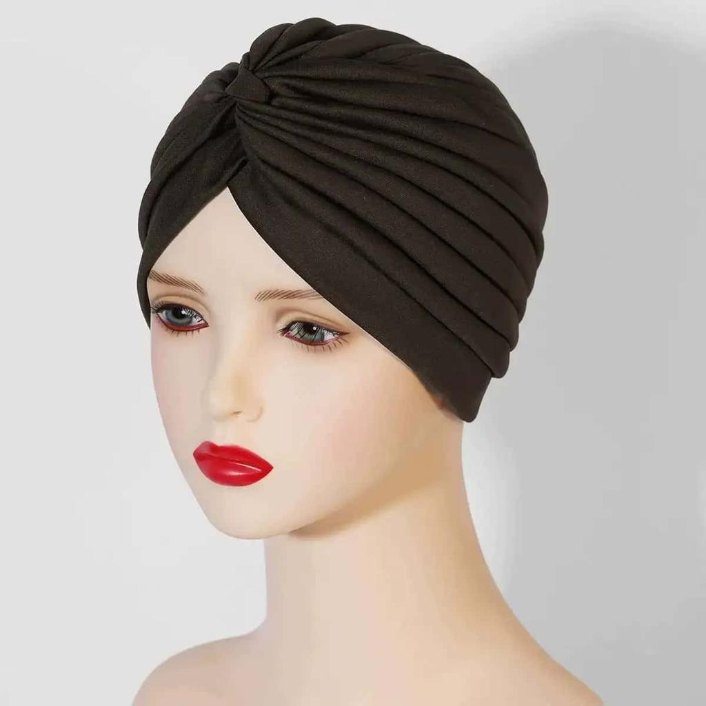 New Women Solid Color Hijab Turban Cancer Beanie Bonnet Inner Hijabs Cap Hair Loss Chemo Hat Elastic Head Cap Muslim Indian Hat