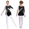 Girls Modern Lyrical Dance Dress High-Low Tulle Split Rhinestone Ballet Gymnastics Leotards Figure Skating Performance Costume