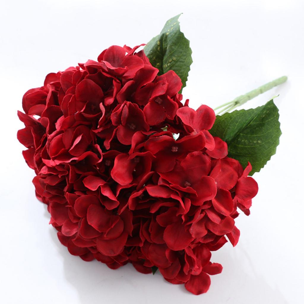 Flowers - 13 Inch Long Stem Silk Hydrangea - Artificial Flowers Realistic Hydrangea Bouquet For Wedding Party