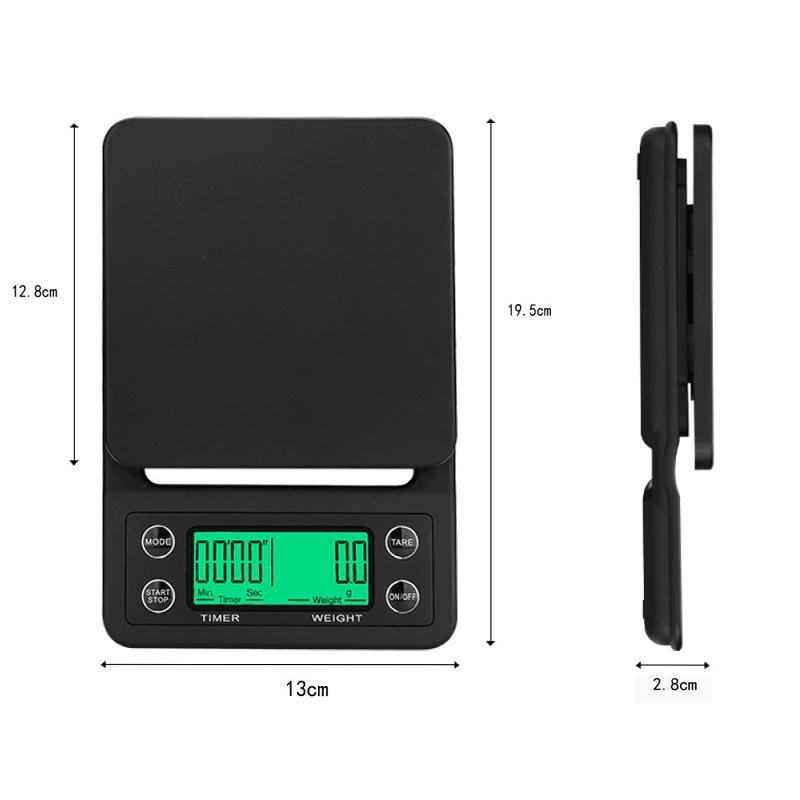 Digital Coffee Scale with Timer LED Screen Weighing Scale 5kg/0.1g Coffee Brewing Timer Scale Kitchen Tool