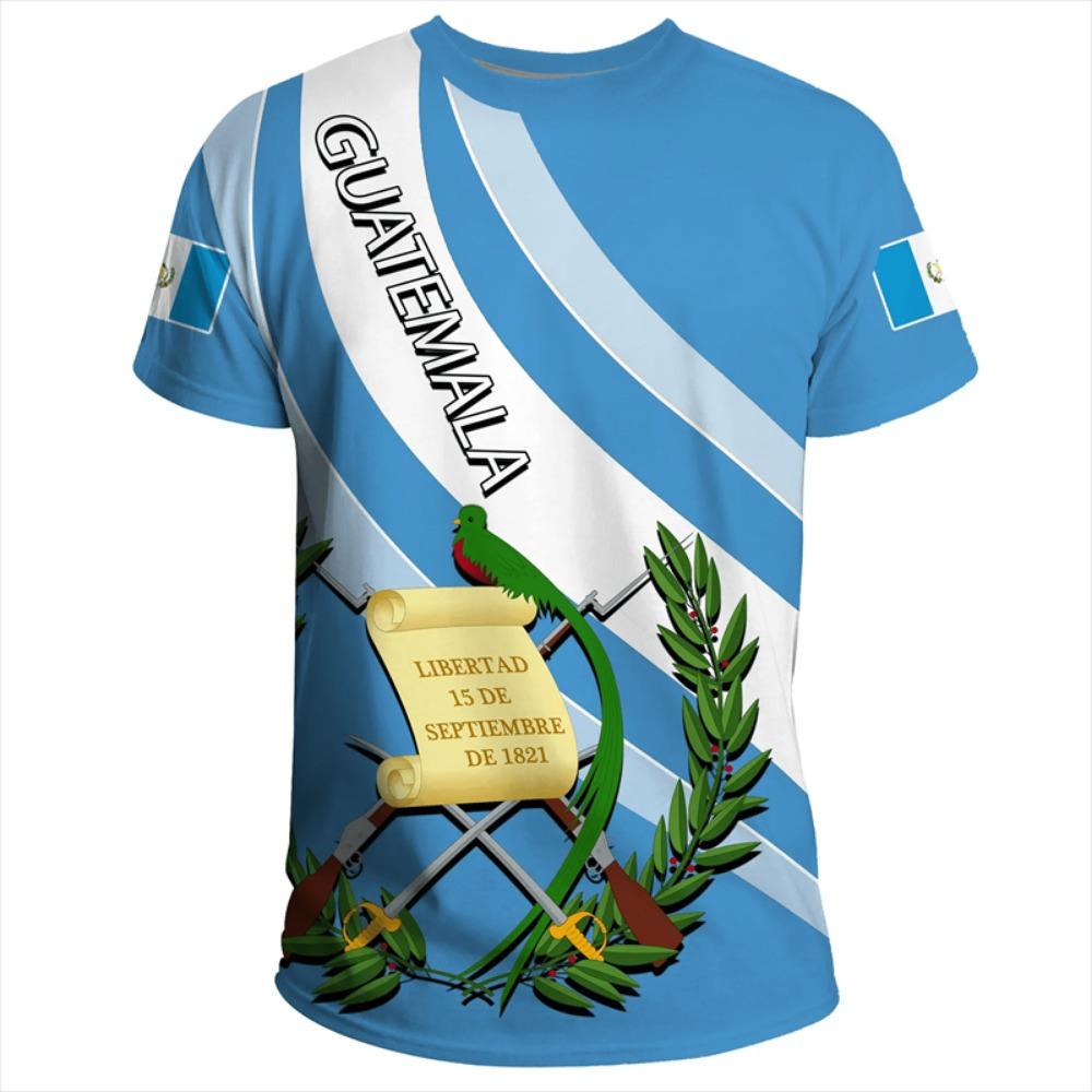 Guatemala National 3D Print T-Shirt Mode Harajuku Guatemalische Flagge Muster Herren Kurzarm T-Shirts Übergroße Oberteile