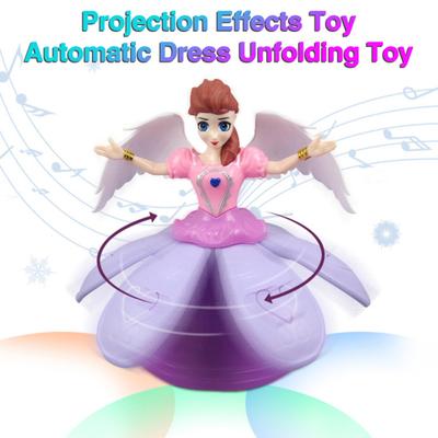 Dancing Princess Light Music Robot Projection Lighting Auto-Unfolding Dress Electric Toy Children Accessories