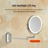 8-Inch Double-Sided LED Makeup Mirror: Wall-Mounted, Folding, Retractable, Lighted, Magnifying, Rechargeable Bathroom Vanity Mirror.
