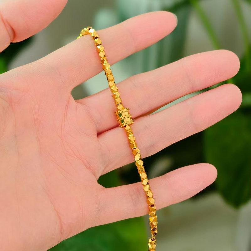 Premium Sand Gold Beaded Bracelet For Women Non Fading Chunky Chain Stylish Party Jewelry Elegant Versatile Accessory