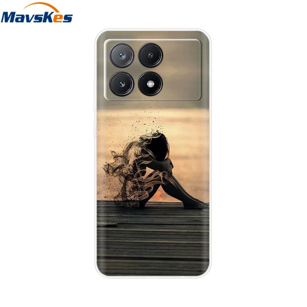 For Xiaomi Poco X6 Pro Case TPU Soft Painted Phone Cases For Xiomi Poco X6 PocoX6 Pro 5G Silicone Cover Flower Fundas Protective