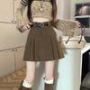 2026 Autumn/Winter Korean Academy Corduroy High-Waist A-line Pleated Skirt