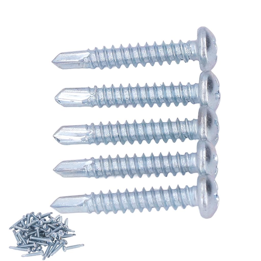 50 Pcs Round Head Self Drilling Screw 4.2x25mm Galvanized Steel Drill Screws for Furniture Repair