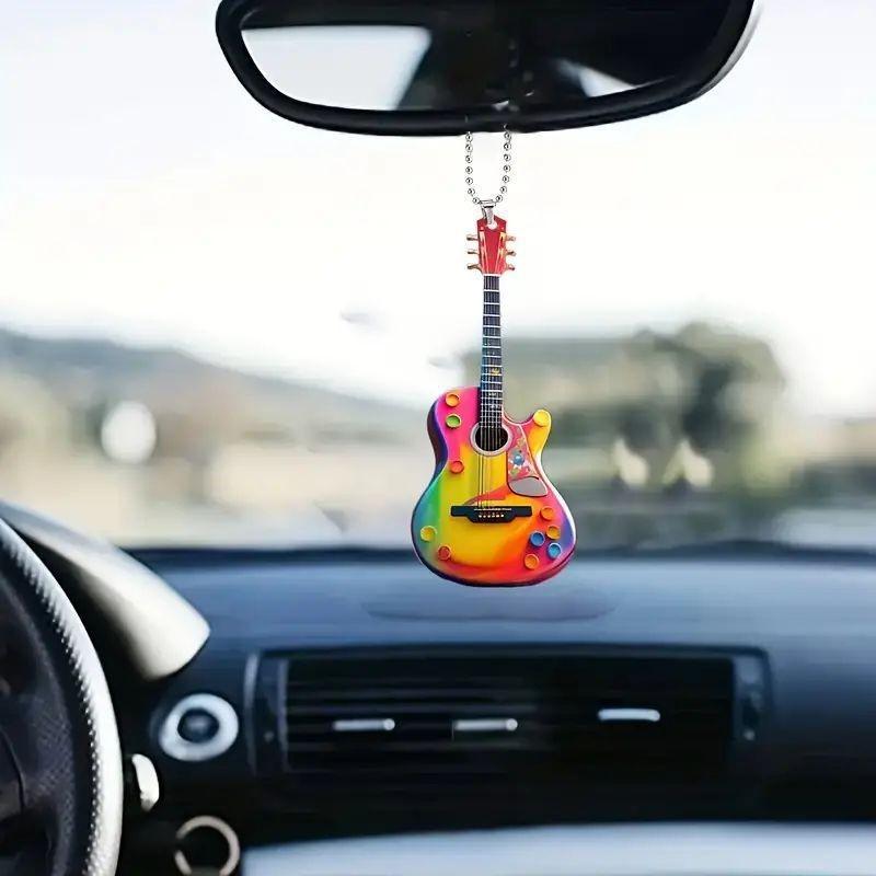 Creative Personalized Mini Christmas Guitar Acrylic Car Hanging Ornament For Decor