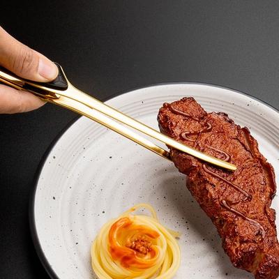 Non-Stick Stainless Steel Barbecue Tongs Anti-slip Anti-scald Food Tongs Non-Slip Grip Steak Tongs for Cooking