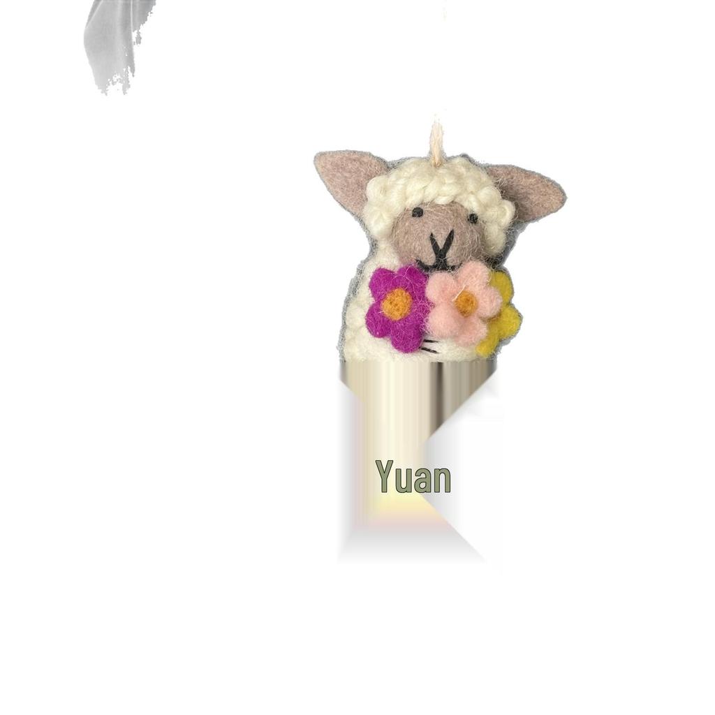 Cute Hanging Lamb Ornament: Wool Felt Keychain & Decoration