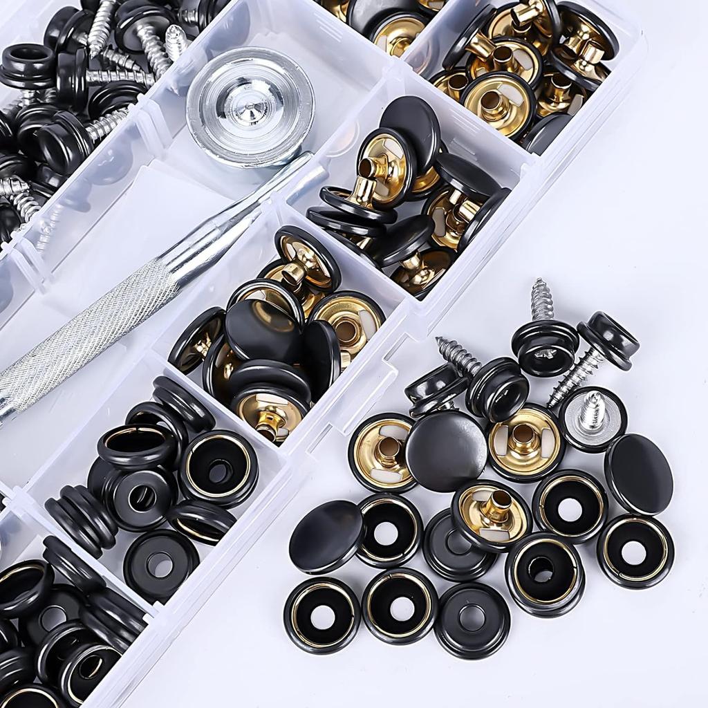 150Pcs/Set Snap Fastener Button Screw Studs Kit for Boat Cover Tent Marine Grade Snap Fastener Stainless Steel Snap Buttons