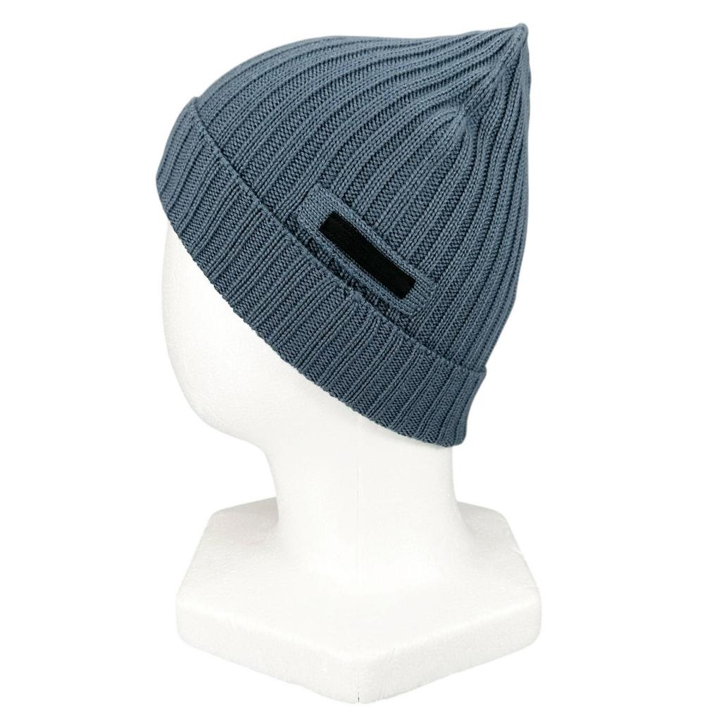 Excellent PRADA Knit cap Logo tag ribbed knit hat blue wool mens M UMD188 Used