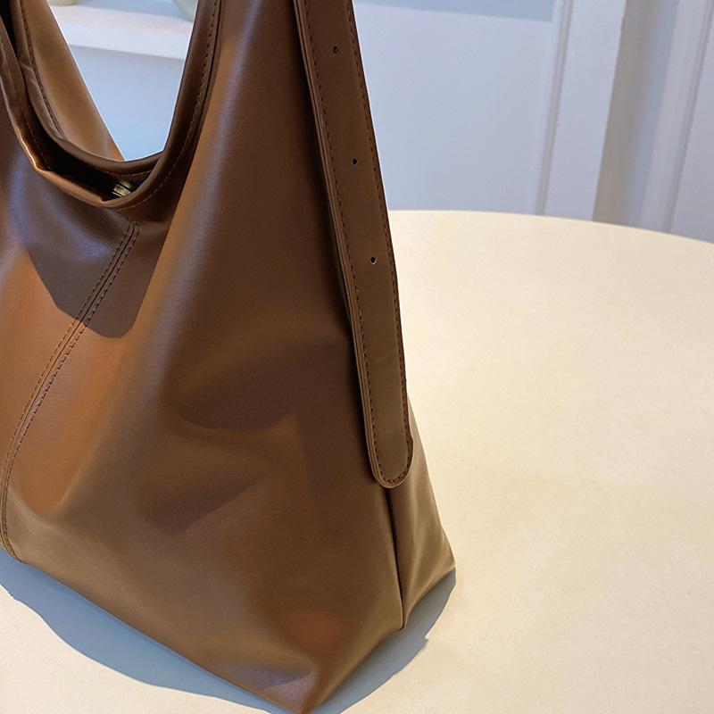 New Korean Retro Shoulder Bag Women Leather Tote Large Vintage Work Purse Handbags