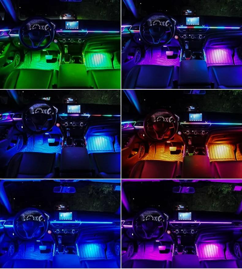 LED Ambient Lights Kit Colors Streamer For Car Universal Interior Symphony Hidden Acrylic Embass Strip RGB Decoration Atmosphere