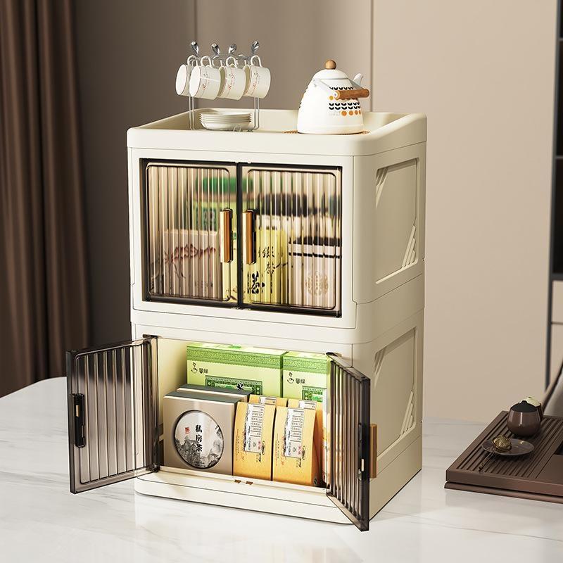 1Pcs Foldable Desktop Storage Box Acrylic Cosmetic Storage Cabinet Multi Layer Dust-Proof Large Capacity Desktop Organizer