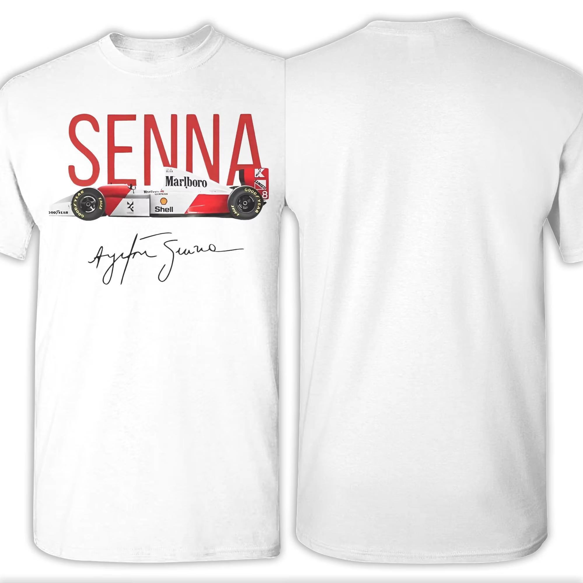 BenberFashion Leuk Ayrton Senna Raceauto T-shirt Unisex Unisex Ronde Hals 100% Katoen T-shirts Korte Mouw Tees Plus Size Kleding M