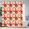 Modern Bathroom Decor: Retro Orange Black Circle Shower Curtain with Rings for Home Use Stylish Bath Accessories In a Pack
