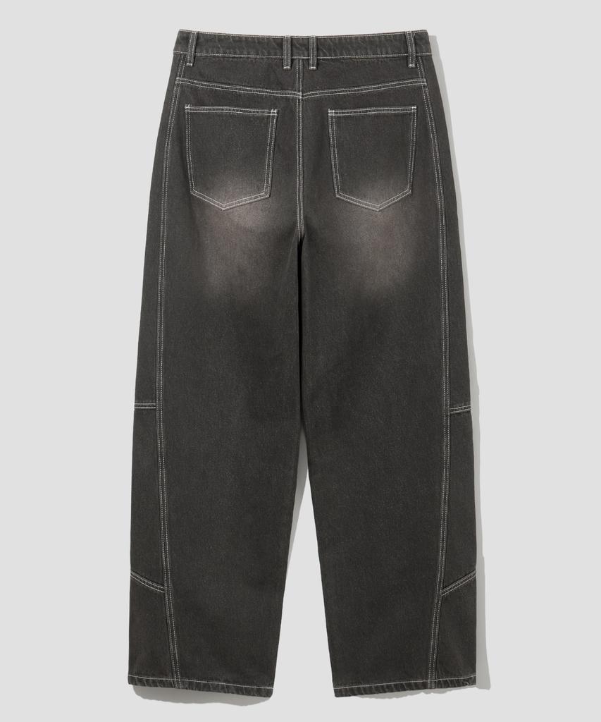 Age O.D. Curved Wash Cut-Out Wide Denim Pants [Dust Black]