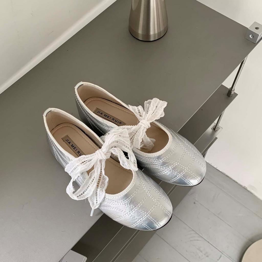 Fashion IPPEUM Women Ballet Flats Round Toe 2025 New Fashion PU Leather Mary Janes Ballerina Flat Shoes