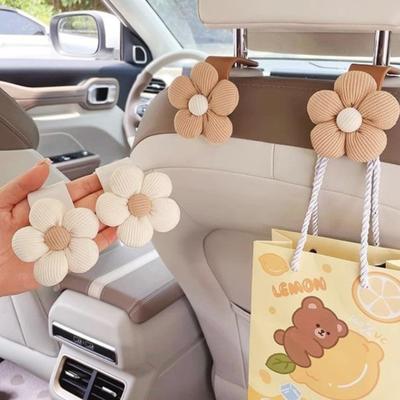 4PCS Multifunctional Hooks Car Cute Flower Hooks Car Seatback Hooks Car Seatback Decorative Hooks Supplies Universal Hooks