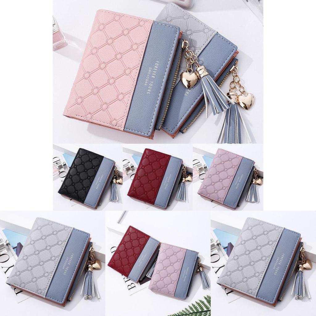 Stylish Women's Cute Embossed Pu Leather Wallet With Tassel Zippers And Coin Pocket