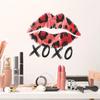 Personalized Leopard Print Lip Prints and English Word Decorative Wall Stickers for The Dressing Room Bedroom