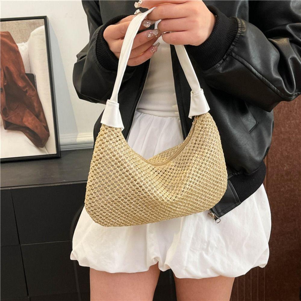 

New Straw Shoulder Bag Summer Beach Handbag Fashion Weave Straw Bag for Girls чорний