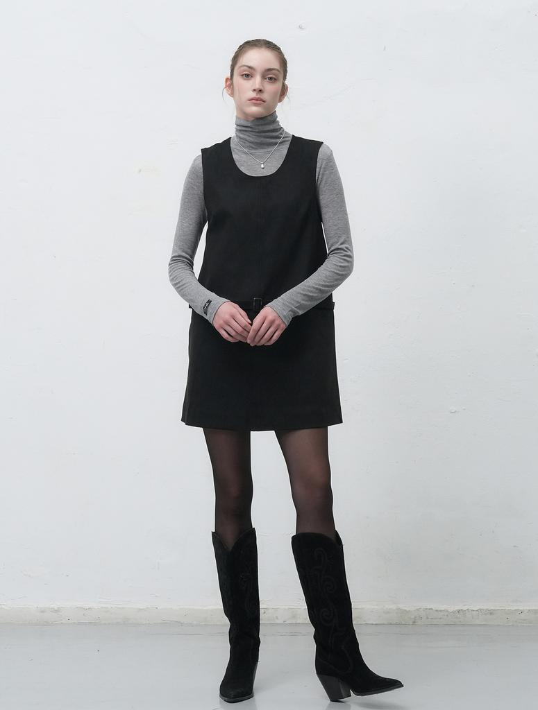 General Idea Suede Belted Dress [Black] / Wbe4L15512