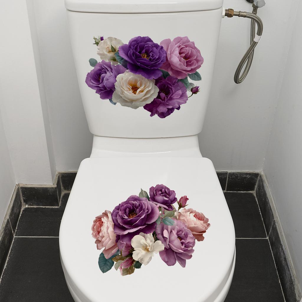 Fresh Breeze Purple-pink Floral Toilet Paper Sticker - Romantic Elements - Self-adhesive Seamless Sticker