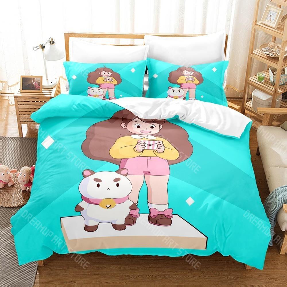 3D Printed Bee And Puppycat Bedding Set for Boys Girls Duvet Cover Pillowcase Included Twin Queen King Full Single Double Sizes