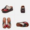 Johnature Retro Women Peep Toe Wedges Slippers Genuine Leather Thick Sole Slides Fashion Platform Shoes