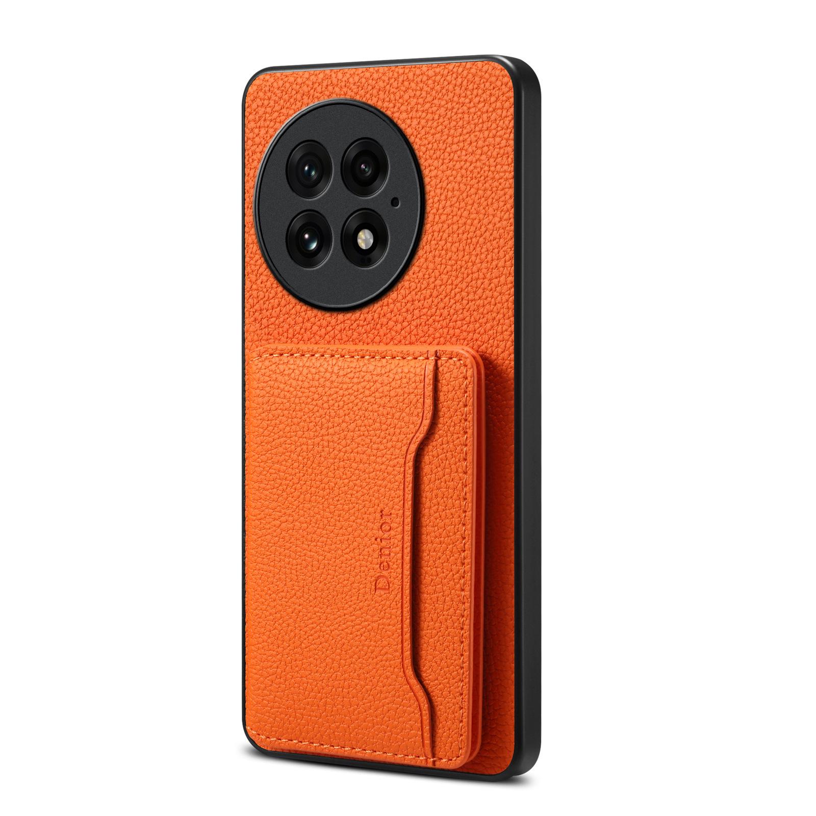 

OnePlus Ace 3 Pro Magnetic Lychee Pattern Wallet Case - Nord 3 Card Holder, Leather Protective Case Ace 3/12R помаранчевий