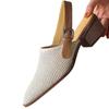 Mesh Sandals Mid Heels Retro Women Shoes Pointed Toe New Chunky Slippers 2024 Fashion Summer Pumps Walking Dress Mujer Zapatos