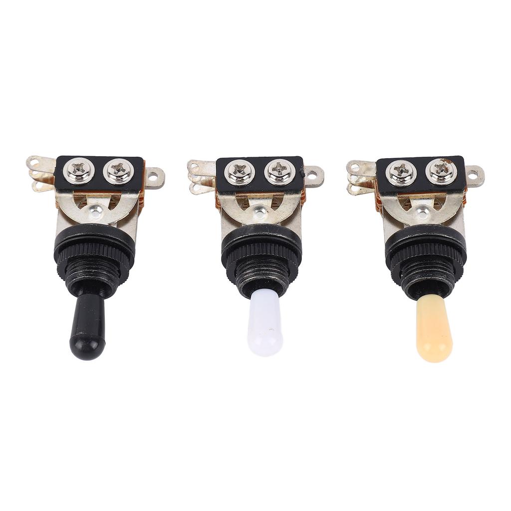 3pcs 3 Way Guitar Toggle Switches Short Straight Switch with Black White Cream Tips for Electric Guitar Black