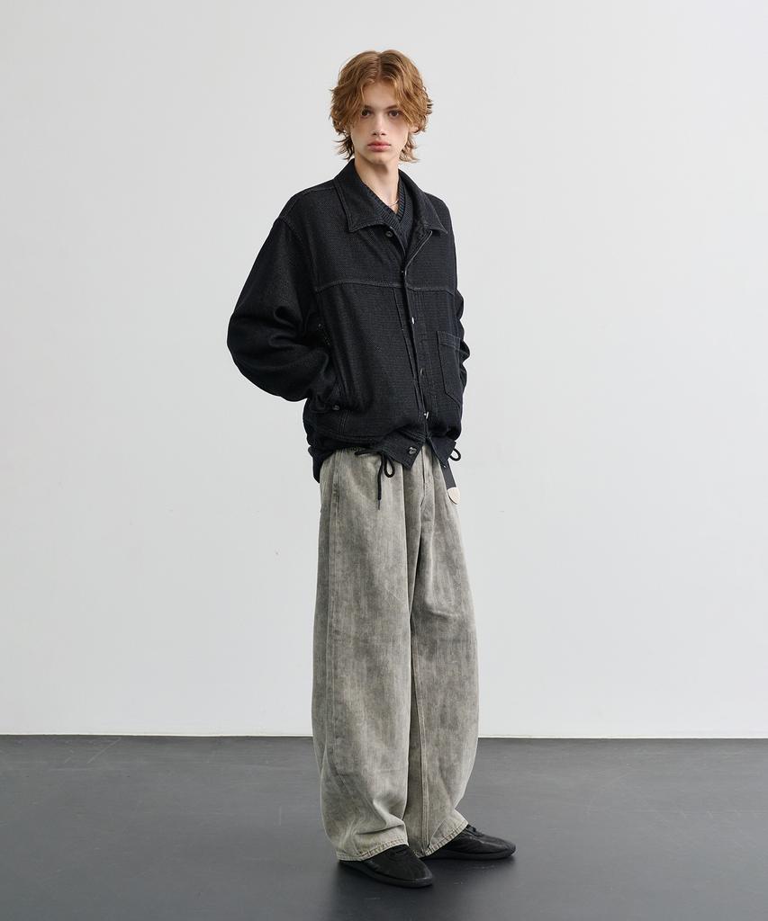 KNOUUN Spill Out Wide Pants (Greenish Gray)