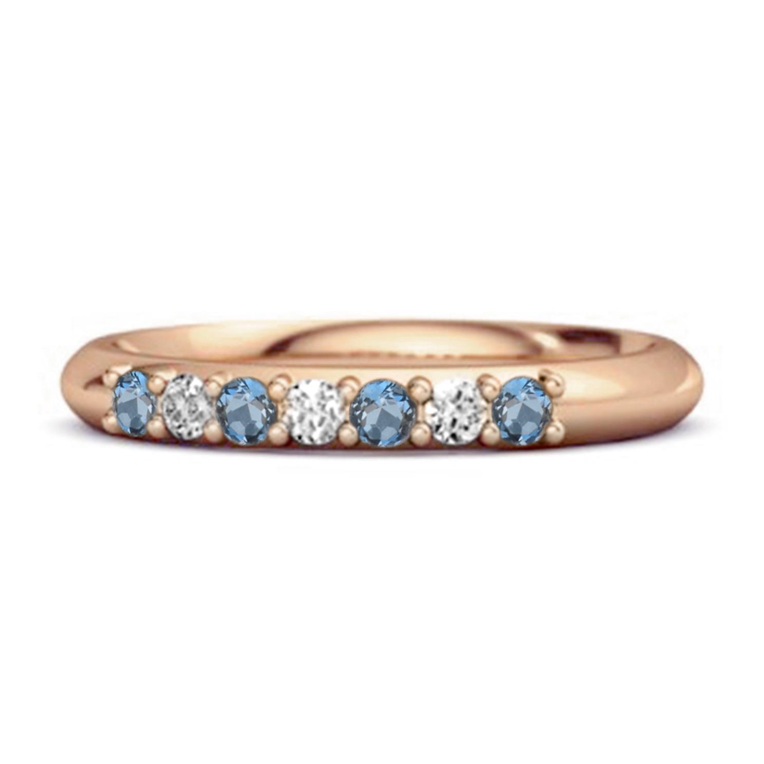 London Blue Topaz Eternity Stackable Ring - 925 Sterling Silver Rose Gold Vermeil 12 ярко-розовый