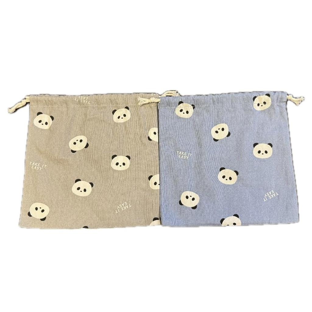 Set of 2 Panda-patterned School Lunch Drawstring Bags for School, Daycare, and Kindergarten. Perfect for Elementary School Students.