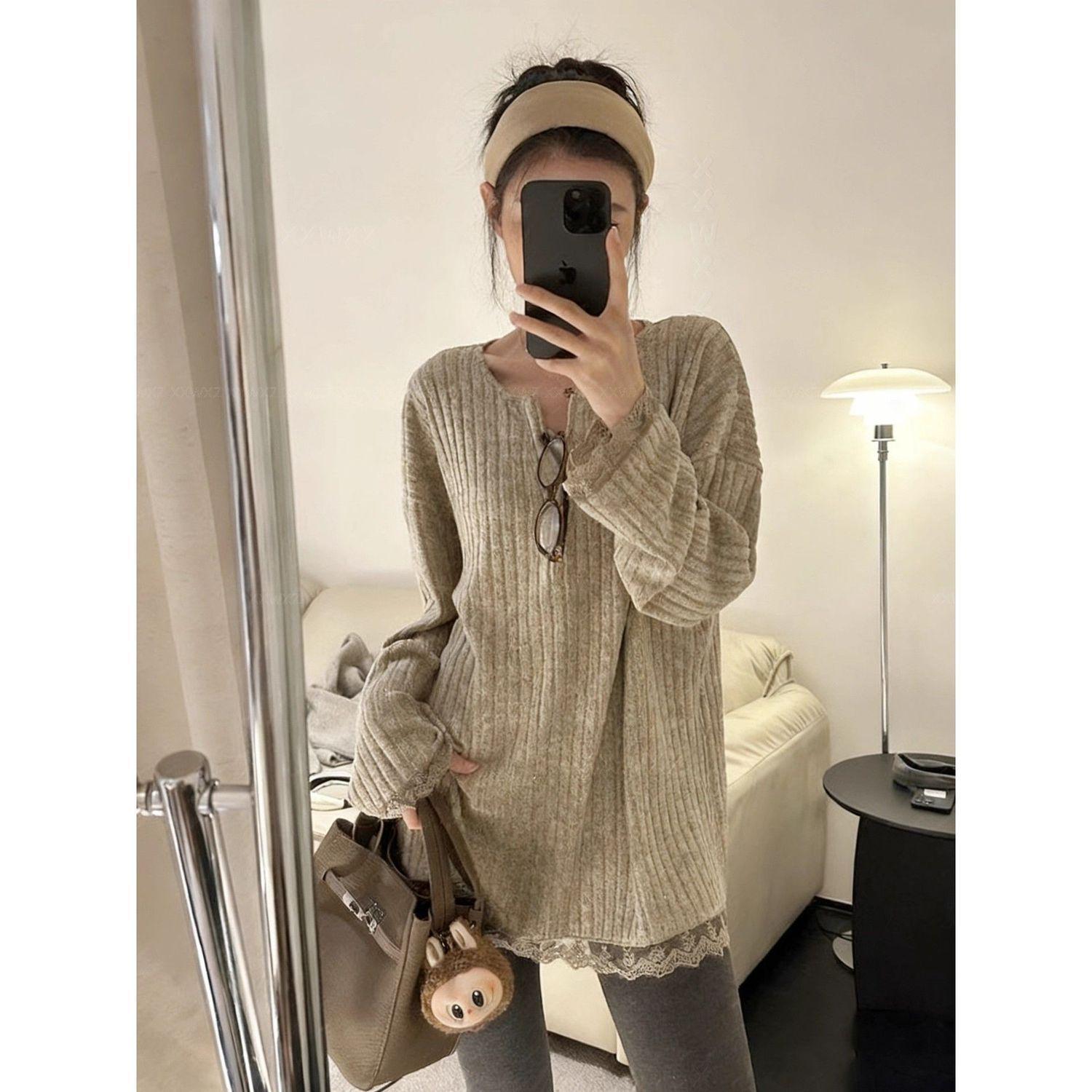 

Dongdaemun Floral Lace Patchwork Pullover T-shirt Medium хаки