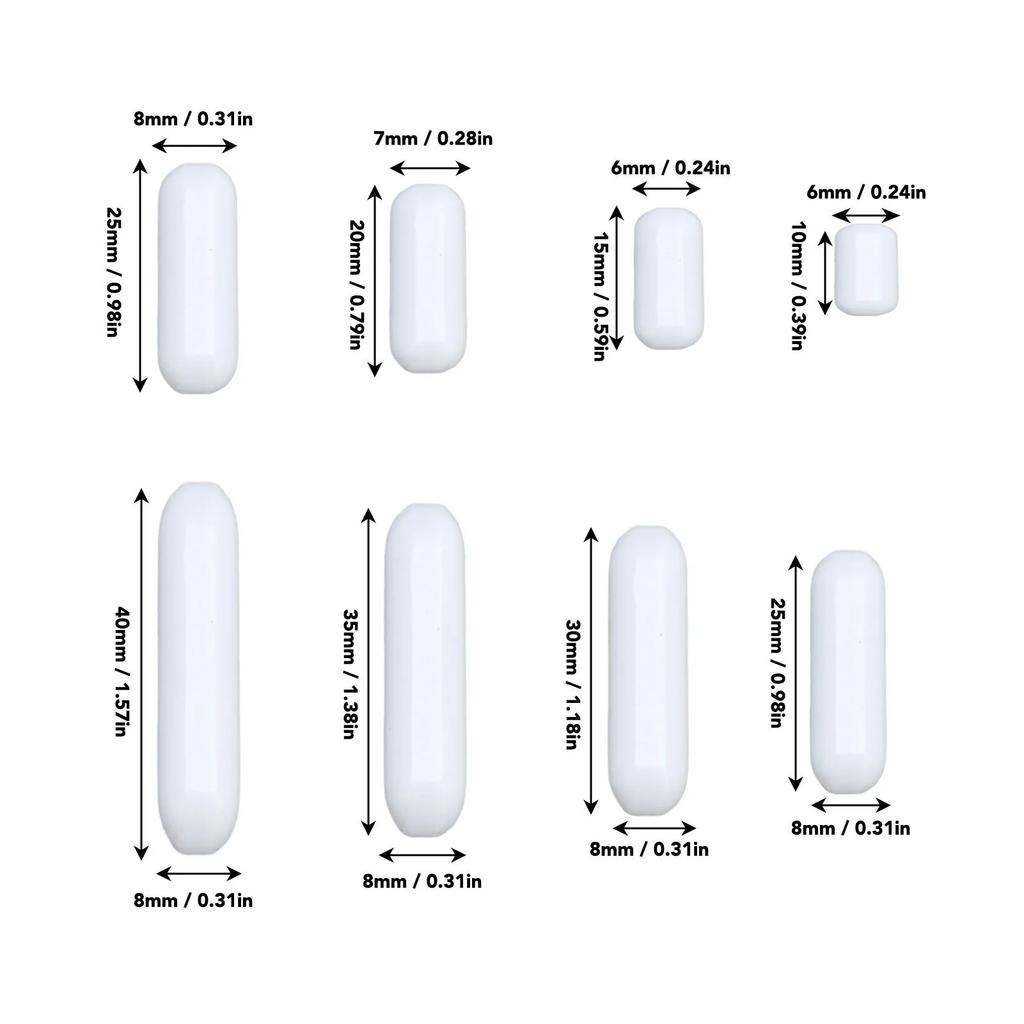 Magnetic Stir Bar Set Magnetic Stirring Rod Stable Erosion Resistant Practical 10mm-40mm with Plastic Box for Laboratory