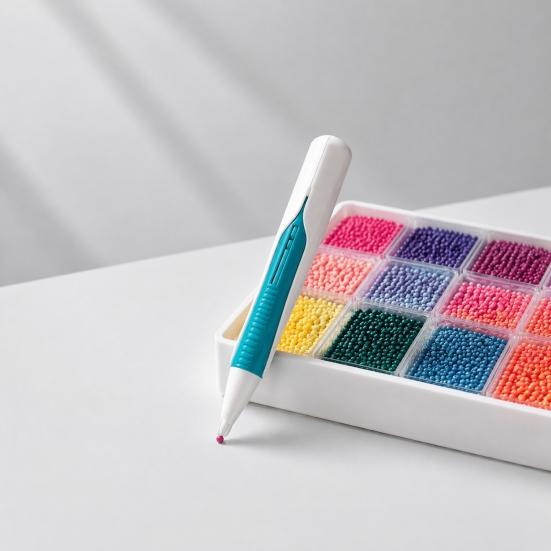 Dispensador Manual de Cuentas Dispensador Automático, Bolígrafo de Arte con Diamantes Artificiales sin Cera, Herramienta Recolectora de Suministros para Manualidades de Bordado para Diamantes Redondos