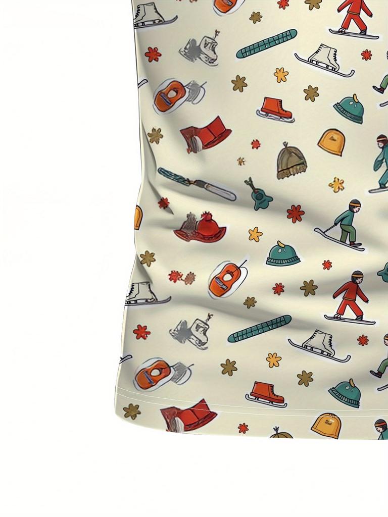 Men'S Short-Sleeve Polo Shirt with Flat Digital Print Pattern - No Texture