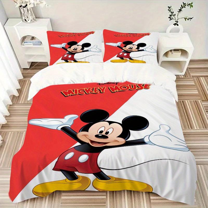 3pcs Colorblock Mickey Mouse Bedding Set, Including 1 Quilt Cover and 2 Pillow Shams, Without Filling, Soft and Comfortable Home Bedroom W011