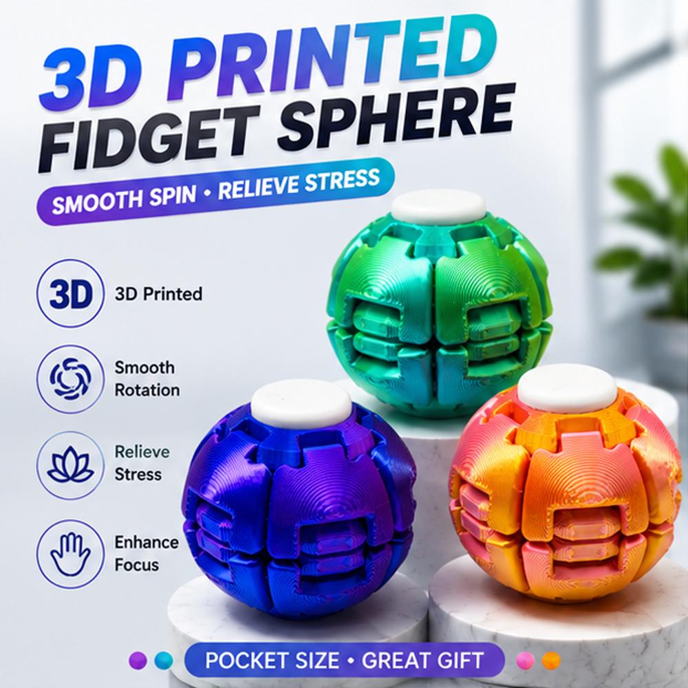 Smooth Spin Fidget Ball Magnetic Design 3D Printed Multi-Color Stress Relief For Adults Children Office Desk Toy